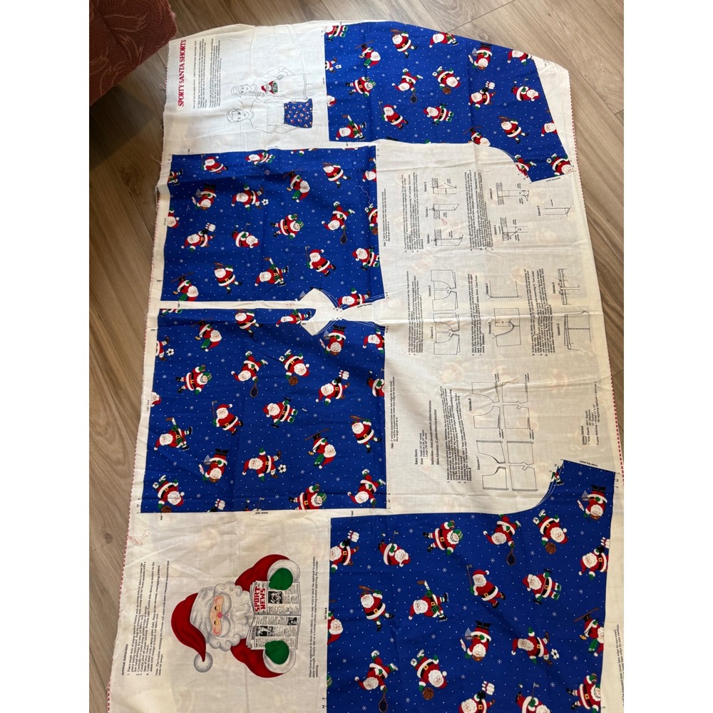 Vintage VIP Cranston Print Works Sporty Santa Shorts Fabric Panel Sewing Pattern